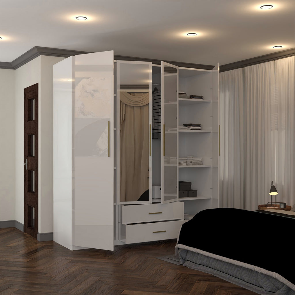 Lugano High Gloss 4 Door Hinged Wardrobe