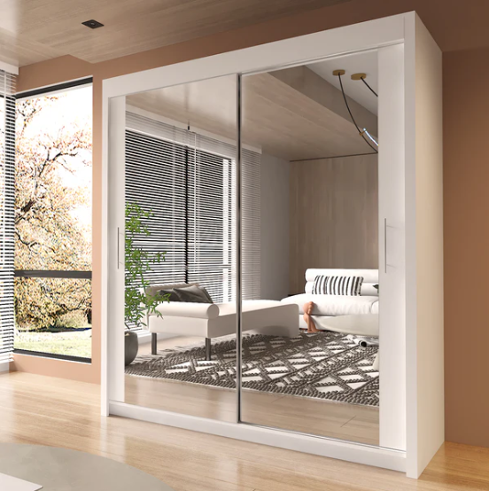 Chicago Modern Full Mirror Sliding Door Wardrobe – 2 or 3 Door Bedroom Closet