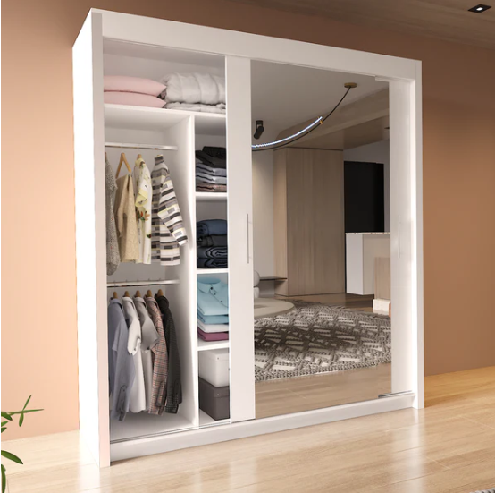 Chicago Modern Full Mirror Sliding Door Wardrobe – 2 or 3 Door Bedroom Closet