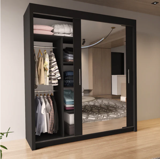 Chicago Modern Full Mirror Sliding Door Wardrobe – 2 or 3 Door Bedroom Closet