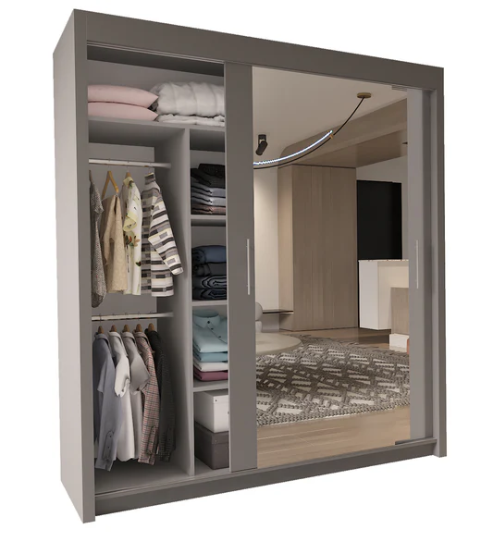 Chicago Modern Full Mirror Sliding Door Wardrobe – 2 or 3 Door Bedroom Closet