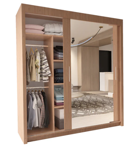 Chicago Modern Full Mirror Sliding Door Wardrobe – 2 or 3 Door Bedroom Closet