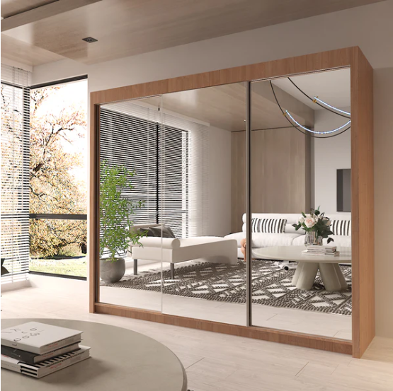 Chicago Modern Full Mirror Sliding Door Wardrobe – 2 or 3 Door Bedroom Closet