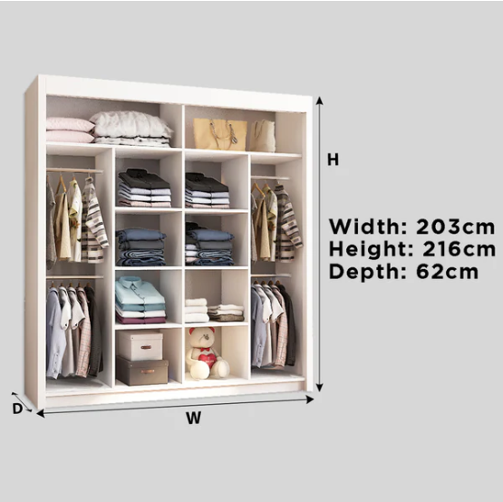 Royal Modern Sliding Mirror Wardrobe – Available in 2 & 3 Door Designs
