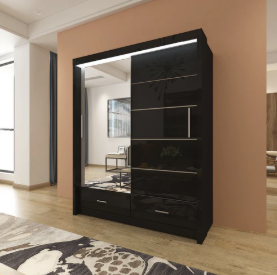 Sycilia High Gloss Mirror Wardrobe – 2 or 3 Sliding Door Bedroom Storage