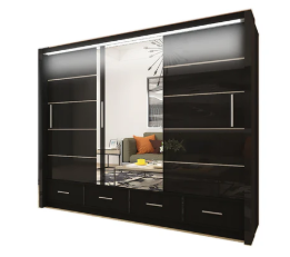 Sycilia High Gloss Mirror Wardrobe – 2 or 3 Sliding Door Bedroom Storage