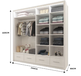 Sycilia High Gloss Mirror Wardrobe – 2 or 3 Sliding Door Bedroom Storage