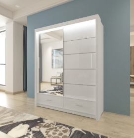 Sycilia High Gloss Mirror Wardrobe – 2 or 3 Sliding Door Bedroom Storage