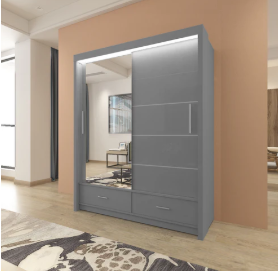 Sycilia High Gloss Mirror Wardrobe – 2 or 3 Sliding Door Bedroom Storage