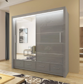 Sycilia High Gloss Mirror Wardrobe – 2 or 3 Sliding Door Bedroom Storage