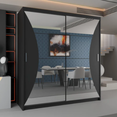 California Modern Double Mirror Wardrobe – Sliding Door Bedroom Furniture