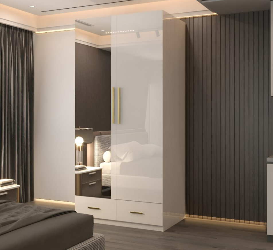 Lugano 2 Door High Glass Wardrobe