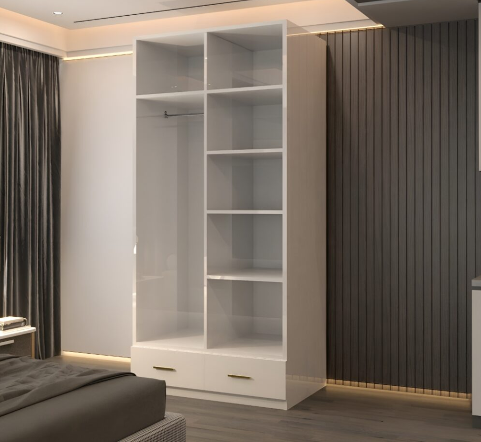 Lugano 2 Door High Glass Wardrobe
