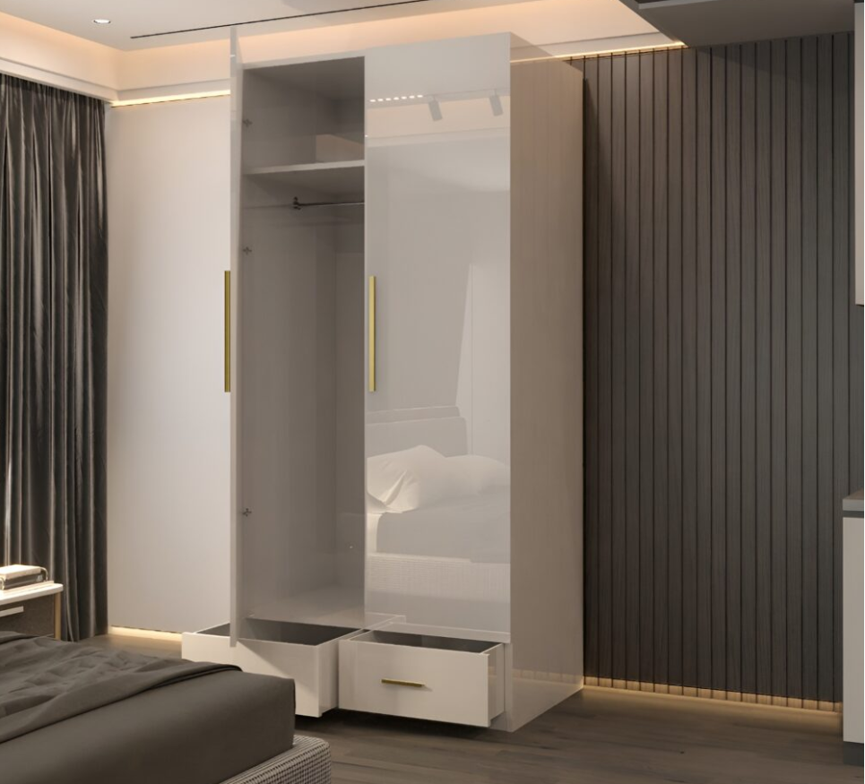 Lugano 2 Door High Glass Wardrobe