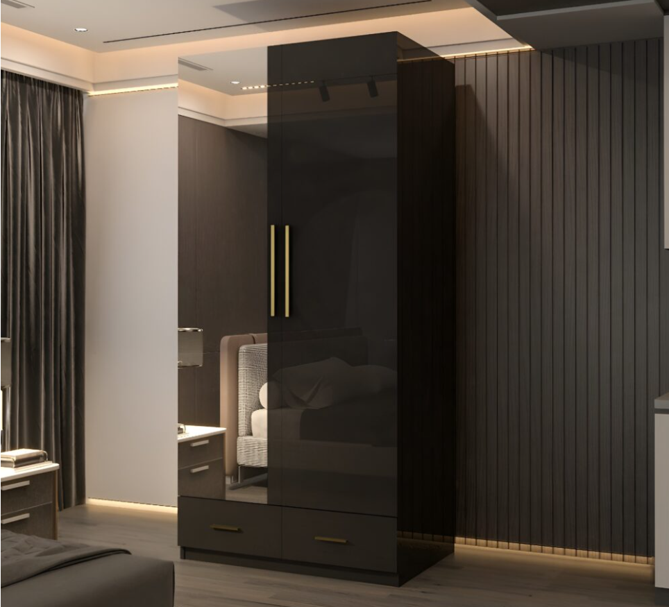 Lugano 2 Door High Glass Wardrobe