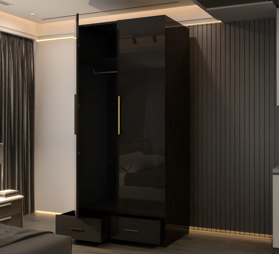 Lugano 2 Door High Glass Wardrobe