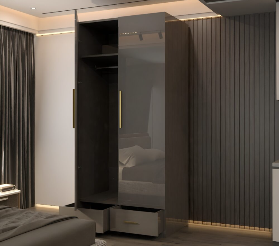 Lugano 2 Door High Glass Wardrobe