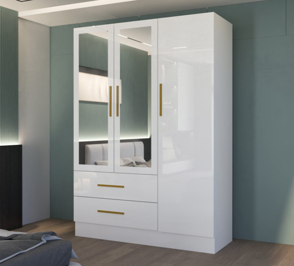 Lugano 3 Door High Gloss Wardrobe