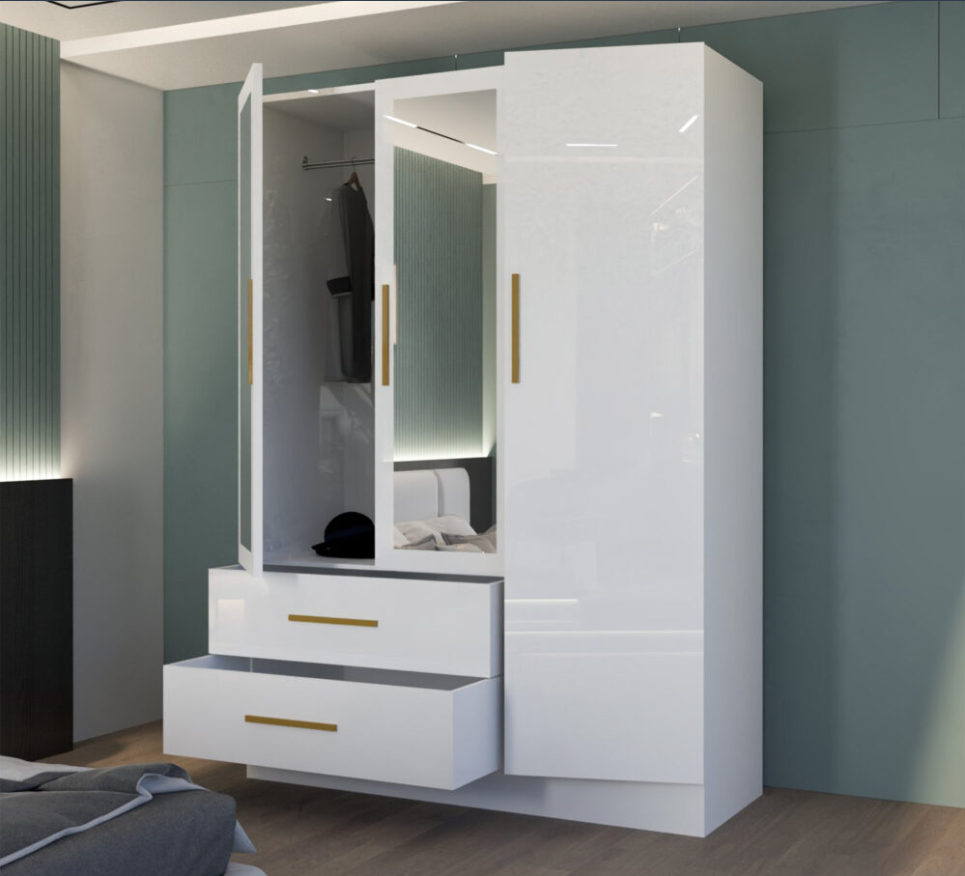 Lugano 3 Door High Gloss Wardrobe