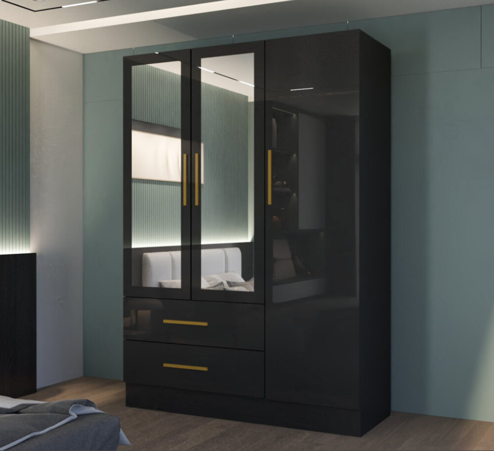Lugano 3 Door High Gloss Wardrobe