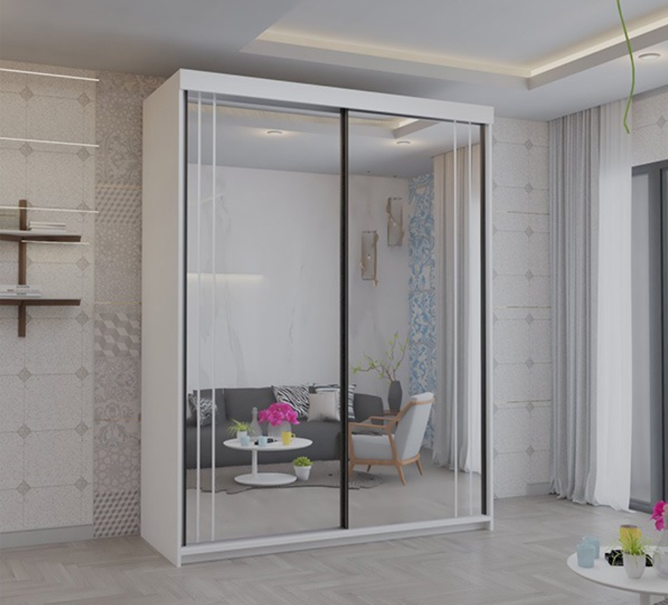 Serbia White Sliding Wardrobe 150cm/200cm