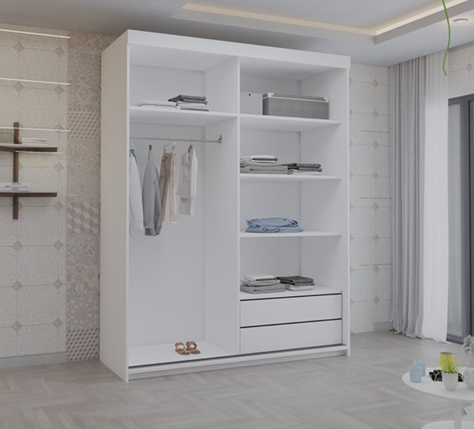 Serbia White Sliding Wardrobe 150cm/200cm