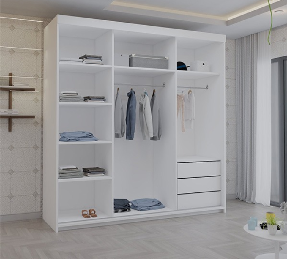 Serbia White Sliding Wardrobe 150cm/200cm