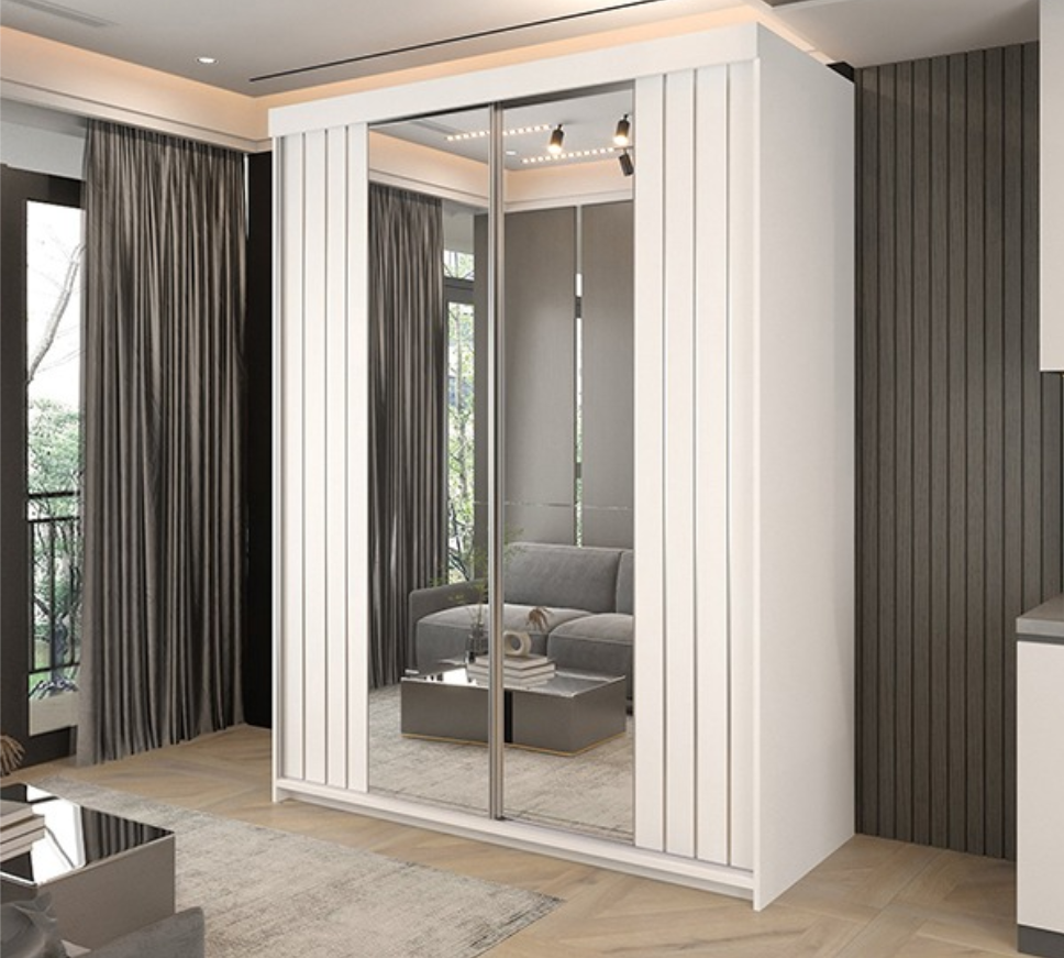 Marbella White Sliding Wardrobe 150cm/200cm