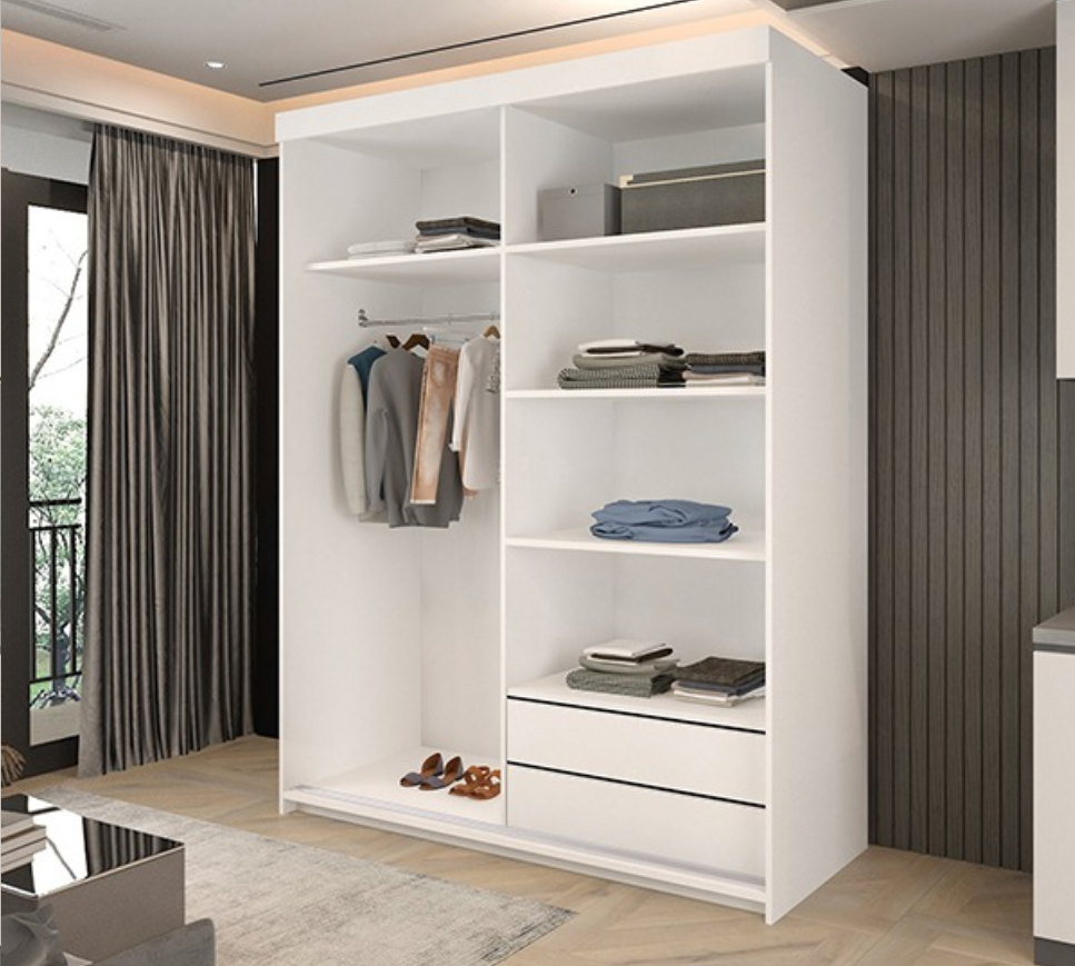 Marbella White Sliding Wardrobe 150cm/200cm