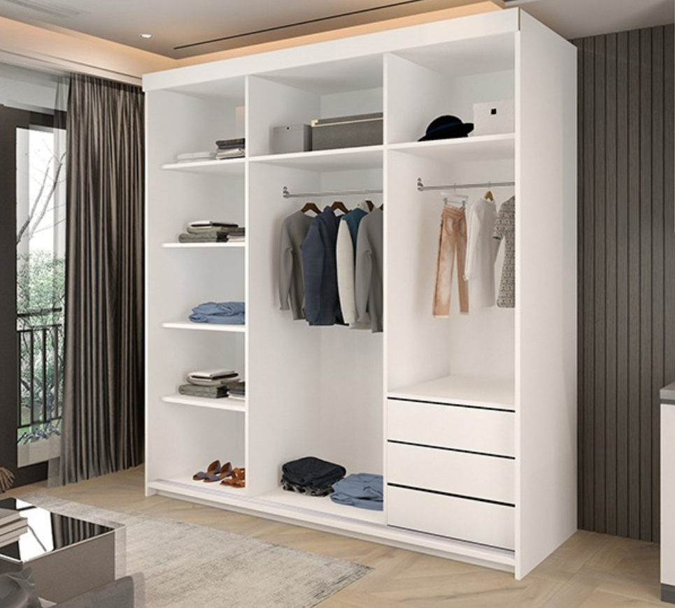 Marbella White Sliding Wardrobe 150cm/200cm