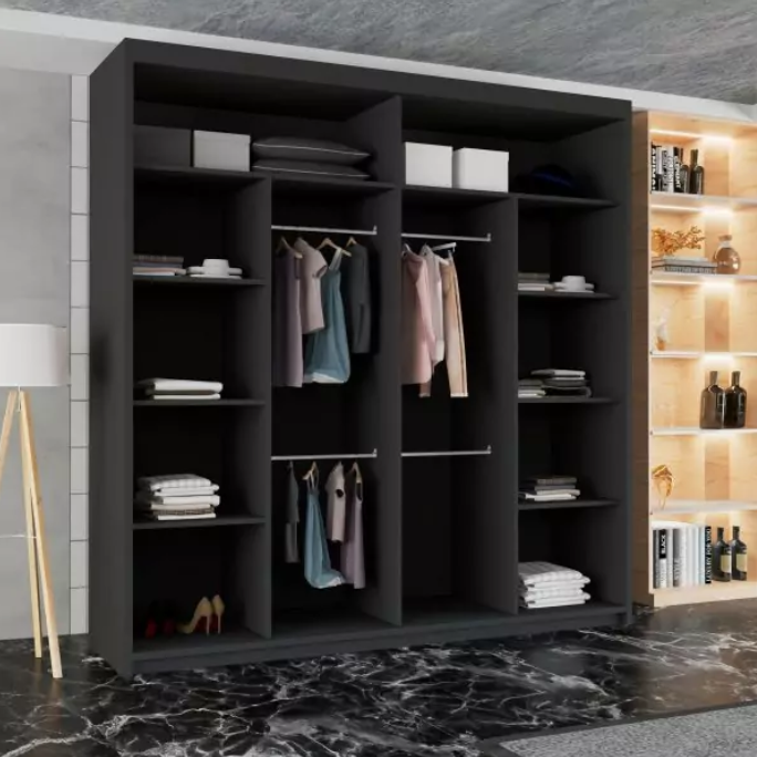 Estonia 2 Door Sliding Wardrobe Black 150/203cm