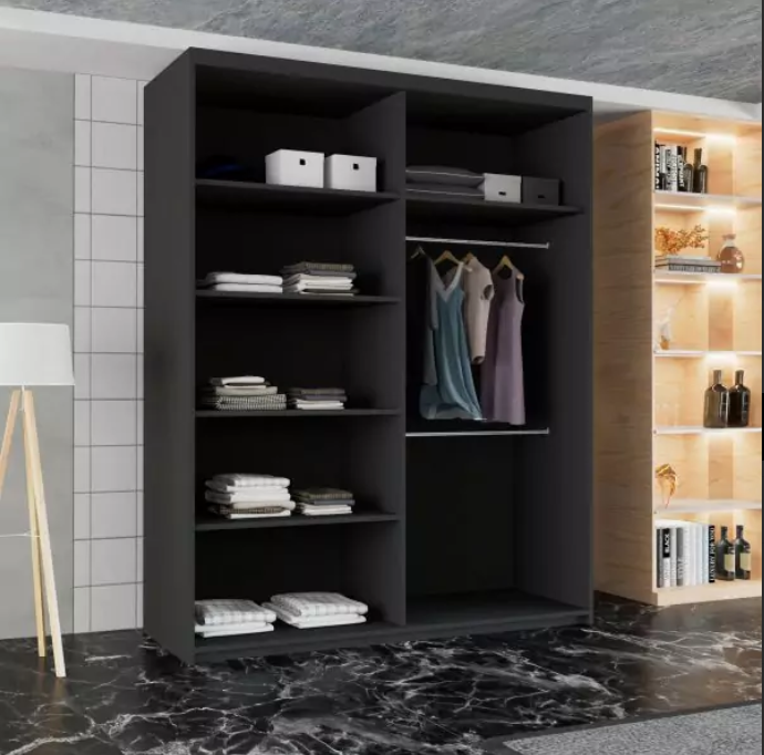 Estonia 2 Door Sliding Wardrobe Black 150/203cm