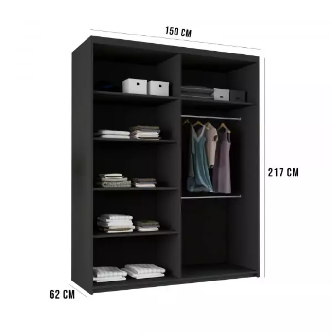 Estonia 2 Door Sliding Wardrobe Black 150/203cm