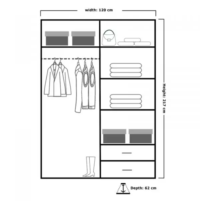 VIKAS HIGH GLOSS WARDROBE 120cm/150cm/200cm/250cm