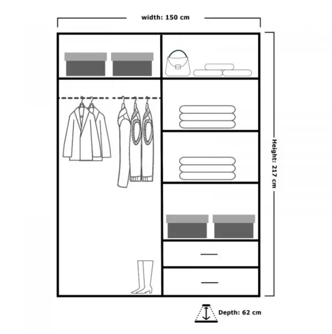 VIKAS HIGH GLOSS WARDROBE 120cm/150cm/200cm/250cm