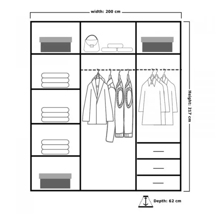 QUEEN WARDROBE 150cm/200cm