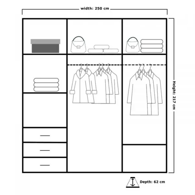 ROYAL SLIDING WARDROBE 250CM