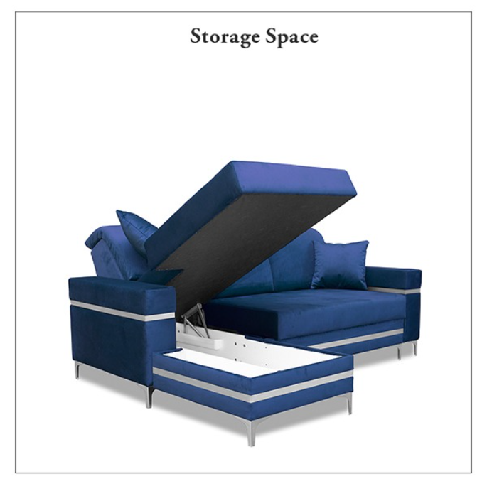 FLORENCE BLUE GOLD CORNER SOFA BED