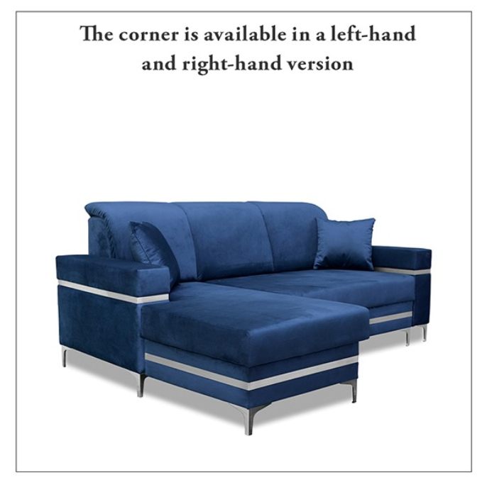 FLORENCE BLUE GOLD CORNER SOFA BED