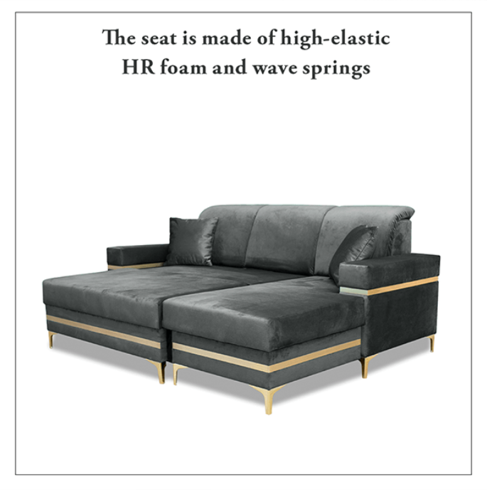 FLORENCE BLACK GOLD CORNER SOFA BED