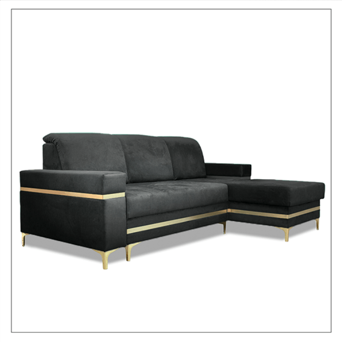 FLORENCE BLACK GOLD CORNER SOFA BED