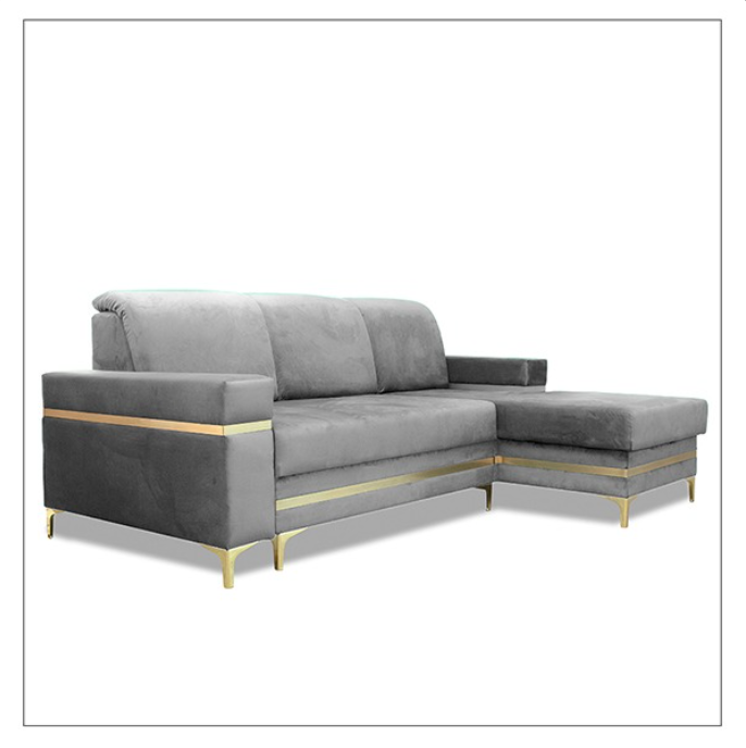 FLORENCE GREY GOLD CORNER SOFA BED