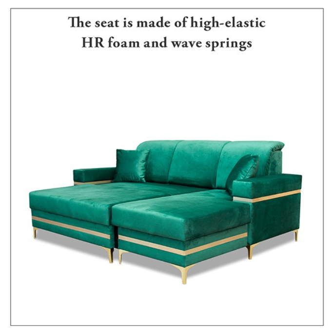 FLORENCE GREEN GOLD CORNER SOFA BED