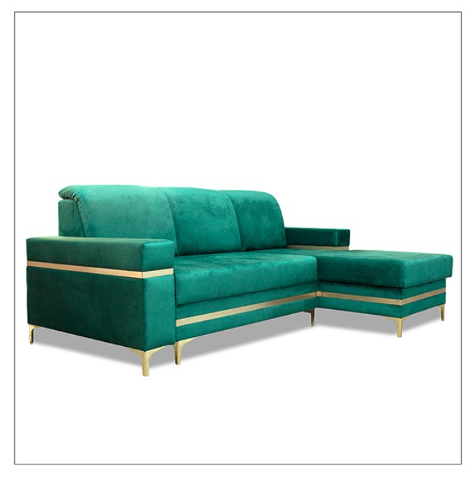 FLORENCE GREEN GOLD CORNER SOFA BED