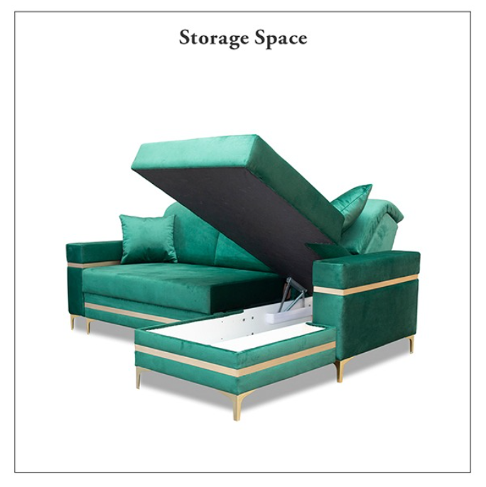 FLORENCE GREEN GOLD CORNER SOFA BED