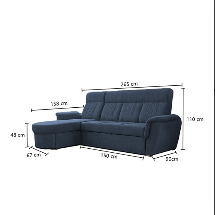 SELLY BLUE SMALL SOFA BED