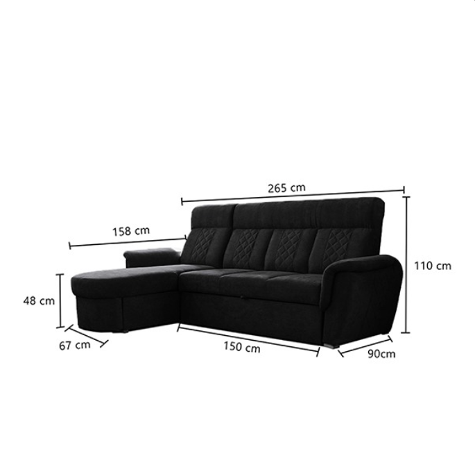 SELLY BLACK SMALL SOFA BED