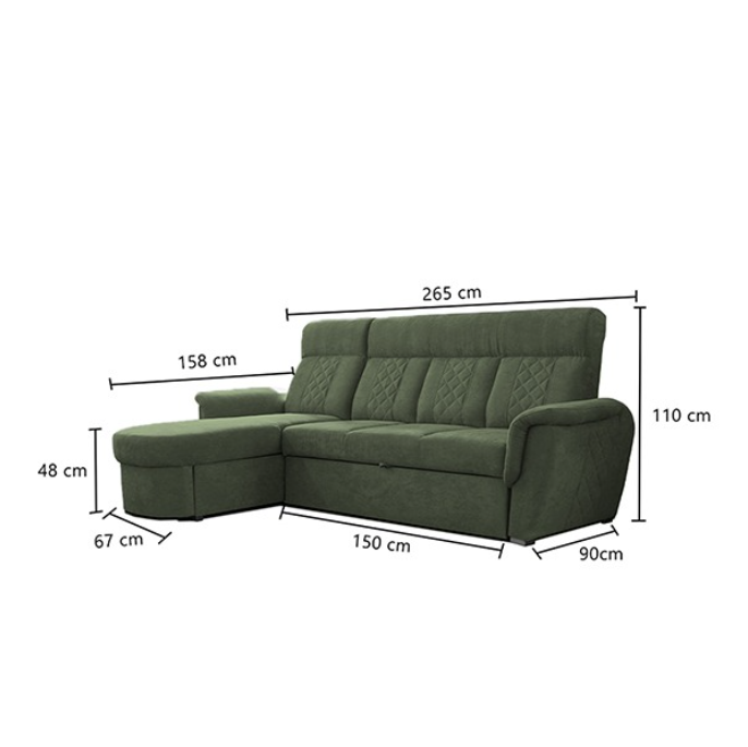 SELLY GREEN SMALL SOFA BED