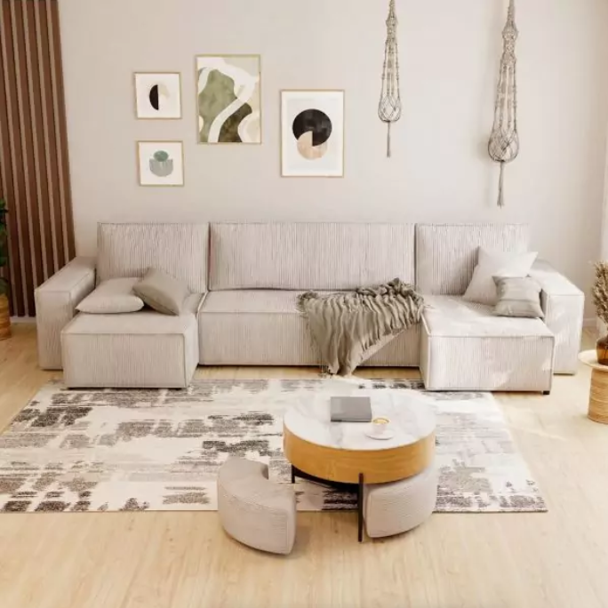 Fabric Brown 3 Seater Sofa Bed