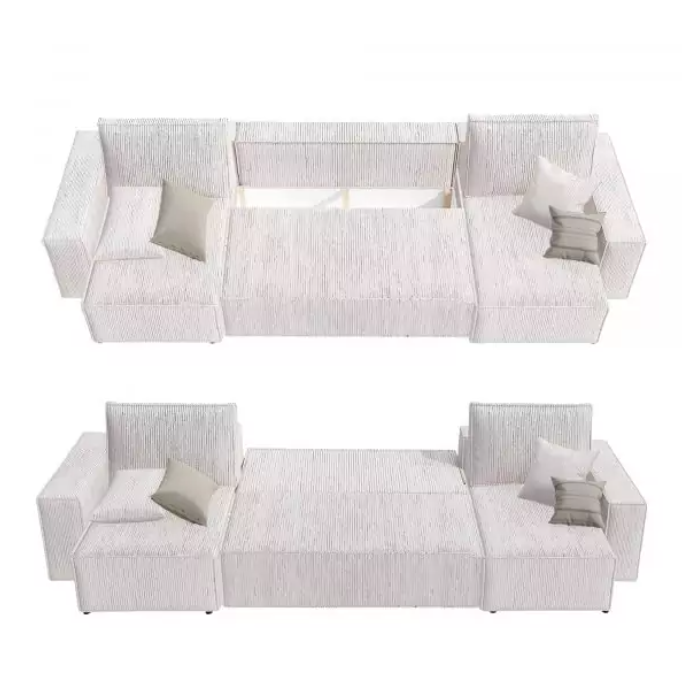 Fabric Brown 3 Seater Sofa Bed